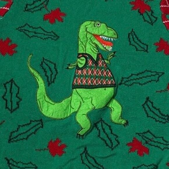 Blizzard Bay Mens Size Medium Ugly Christmas Sweater Dinosaur Embroidered Cotton - Picture 2 of 7